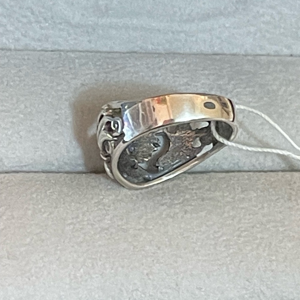 NWT 925 St.Silver Band Ring Carved Flowers VTG Style Size 17 - 8.5 US 4.82 Gr - Picture 3 of 4